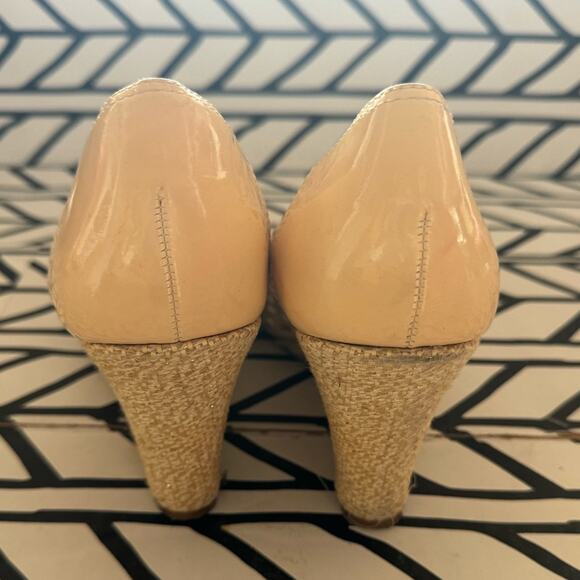 Lilly Pulitzer Resort Chic Ivory basket weave patent leather platform wedge - Picture 8 of 10